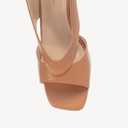 NEWBELLA Women's Square Toe Heeled Sandals - Slingback Strap Dress Shoes for Work Commute & Summer Outfits