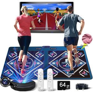 HDMI Musical Electronic Dance mat with a Camera, a 64G Large Memory Card, Including 1000 Games,650 Songs,81 Music Videos,for Single/Double Users, a Luxurious Gift for Boys and Girls, Double Player