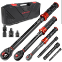 DURAXION 9PCS Torque Wrench Set Torque Wrenches with DualScales ±3% Precision(1/4" 20–220 inlb, 3/8" 5–45 ftlb, 1/2" 10–170 ftlb) 72Tooth Dual B0DDLDD73M Torque Wrench for Bike, Moto, Car Repair