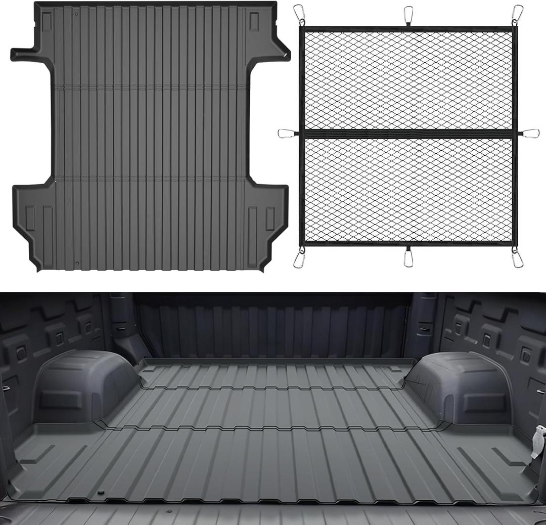 Truck Bed Mat for 2019-2026 Chevy Silverado 1500 & GMC Sierra 1500(Only Fit 5.8FT Bed),All Weather Protection Rubber Truck Bed Liner Accessories,Not Fit Optional CarbonPro Bed/2019 Classic