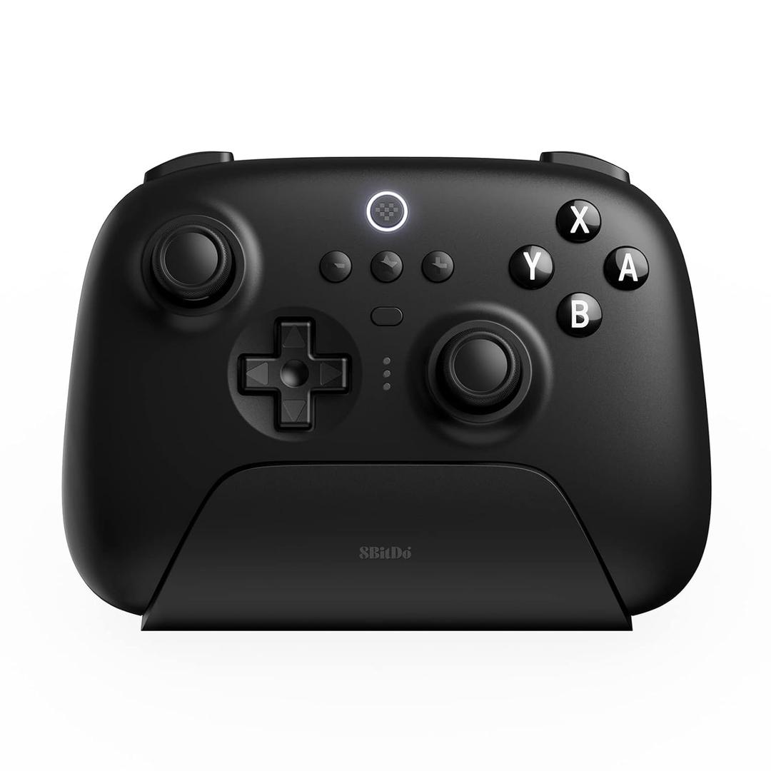 8Bitdo Ultimate Bluetooth Controller with Charging Dock, Wireless Pro Controller with Hall Effect Sensing Joystick, Compatible with Switch, Windows and Steam Deck (Black) 
