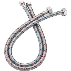 Faucet Supply Lines 24" Stainless Steel Braided Water Supply Line - 3/8" Female Compression Thread x 1/2" I.P. Female Straight Thread Faucet Hose Connector x 2 Pcs (1 Pair)