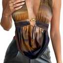 QJQ Women's Sexy Backless Open Back Tops Halter Deep V Neck Sleeveless Vest Tank Tops Going Out Party Clubwear (XS)