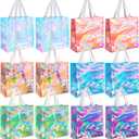 12 Pcs Bulk Stadium Approved Clear Tote Bags 12 x 12 x 6 Inch Large Clear Plastic Tote Bag with Handles for Work Sports (Bright Color)