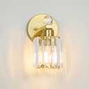 1-Light Gold Bathroom Light Fixtures,Modern Bathroom Vanity Lights Fixture with Clear Crystal Glass Shade,Gold Bath Wall Mount Lights, Light Fixtures for Bedroom Living Room