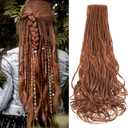 Loose Wave Dreads Synthetic French Curly Double Ended Dreadlock Extensions 24inches 10 Strands Thin Soft Spanish Curly DE Dread Extensions for Women (10 Strands, 30#)