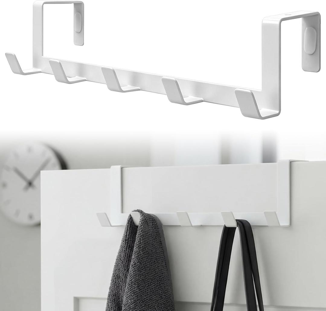Chumia Over The Door Hooks, Door Hanger Hooks for Hanging, Fits 1-3/8" Doors, Coat Rack Dorm Essentials, Bathroom Accessories and Towel Organizer Holder, White