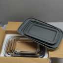 8-Piece Deep Glass Baking Dish Set with Plastic lids, Rectangular Glass Bakeware Set with Lids, Baking Pans for Lasagna, Leftovers, Cooking, Kitchen, Freezer-to-Oven and Dishwasher, Gray