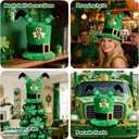 St. Patrick Day Tree Topper Hat, Green Velvet Elf Legs Hat with Shamrock, St. Patrick's Shamrock Top Cap for Holiday Home Decor, Irish Party Supplies and Christmas Ornaments