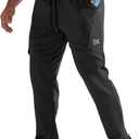 BROKIG Mens Inmesh Sweatpants Open Bottom, Cotton Athletic Workout Pants Drawstring Casual Gym Joggers with Pockets (Medium, Black)