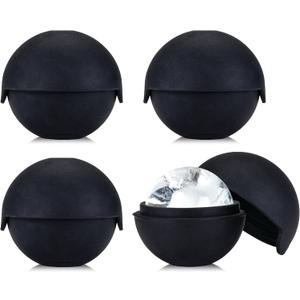 Viski Sphere Ice Molds, Large 2 Inch Silicone Ice Ball Makers for Whiskey, Bourbon, Scotch, and Cocktails, Easy Release Round Mold Set for Drinks, Home Bar Gifts, Bar Cart Accessories, Set of 4