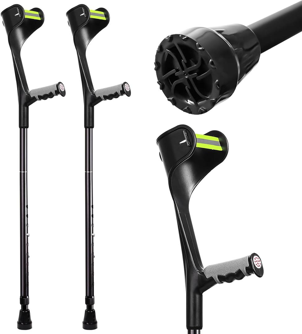 Forearm Crutches for Adults, Upgraded Heightened Forearm Crutches, 10-Level Adjustable Height, Arm Crutches Forearm, Aluminum Crutches for Walking