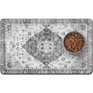 Pet Food Mats for Floor, Absorbent Dog Mat for Food and Water Dispenser Mat, Dog Food Mat Quick Dry Cat Food Mat Pet Supplies (M(16"24"), 02 Grey)