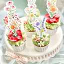 36pcs Wildflower Cupcake Toppers Cake Decor Baby In Bloom Baby Shower Cake Toppers for Women Birthday Bridal Shower Wedding Party Decoration