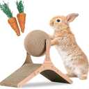 Rabbit Scratch Toy,Natural Sisal Rope Claws Scratcher Cardboard Pad Bunny Scratching Ball for Indoor Bunnies Kittens Chinchillas Small Animals Interactive Carrot and Solid Wood Scratcher Toys