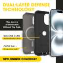 OtterBox iPhone 16 (Only) Commuter Series Case Built-in MagSafe Thin, Dual-Layer, Pocket-Friendly, Port Cover Pompeii Grey (Grey/Black)