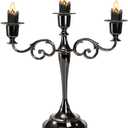 YOUEON 3 Arm Black Candelabra, Candelabra Candle Holder, 10 Inch Tall Candlesticks Holder, Elegant Taper Candle Holder Centerpiece for Wedding, Church, Halloween, Dining, Home Decor