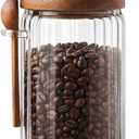 Glass Coffee Canister with Wooden Lid & Spoon, Airtight Food Storage Jar for Coffee, Sugar, Salt, Tea & Snacks (27floz)