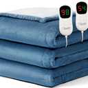 Homemate Heated Blanket Electric Throw - 50"x60" Heating Blanket Throw 1/2/4/6/8 Hours Auto-Off 10 Heat Level Over-Heat Protection Flannel Sherpa ETL Certification