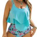 Arolina Plus Size Swimsuits for Women Tankini High Waisted Bikini Sets Tummy Control Bathing Suits （24W)
