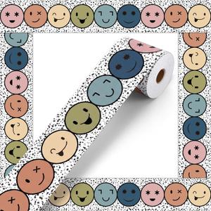 2 x Tenceur 120ft Smile Face Bulletin Board Borders Smile Faces Classroom Decor Die Cut Trim Border for Back to School Classroom Chalkboard Decoration (Boho Happy Face,Colorful 4)