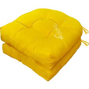 Gnostik 2 Pcs Outdoor Seat Cushions, Yellow Waterproof U Shaped Outdoor Chair Cushions Patio Chair Seat Pads for Porch, Garden Furniture, 18.6"X18.6"