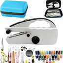 Heavy Duty Handheld Sewing Machine with 110 PCS Sewing Kit & Blue Leather Case, Mini Portable Hand Held Sewing Machine for Adults and Beginners, for Mending Clothes, DIY Projects, at Home or on the Go (Black)