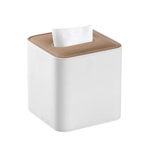 Tissue Box Cover Square, PU Leather Tissue Box Holder for Bathroom NightStands Livingroom, Decorative Modern Square Tissue Holder