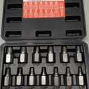 15 Pieces Screw Extractor Set, Easy Out Bolt Extractor Kit, 3/8" Inch Drive Hex Head Multi-Spline Bolt Remover Kit Tool for Removing Stripped, Broken Rusted Bolts Screws