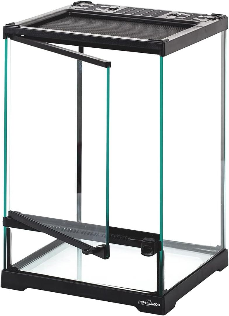 REPTI ZOO Mini Reptile Glass Terrarium,Front Opening Door Full View Visually Appealing Mini Reptile or Amphibians Glass Habitat, 8x8x12