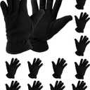 12 Pair Winter Fleece Gloves Mens Thermal Soft Warm Cozy Cold Weather Outdoor Sports (One Size, Black)
