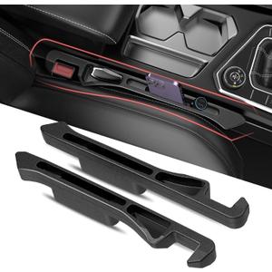 Car Seat Gap Filler 2Pack, Inserts Between Seats Console with Organizer Storage Upgraded Phone Holder Car Side Seat Gap Fillers Cars Front Seats Fill Plug Car Essentials for Vehicle SUV Truck (Black)
