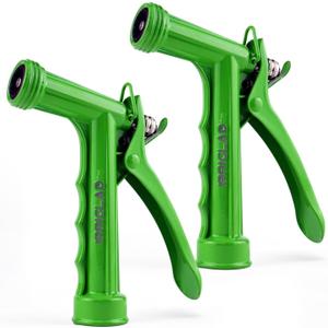 Hose Nozzle 2 Pack, Full Size Pistol Grip Water Nozzle Sprayer with Threaded Front, High Pressure Nozzle, Adjustable Spray Water Flow for Watering, Showering Pet, Washing Car, Cleaning, Green