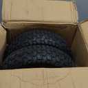 (2-Pack) 16x6.50-8 Pneumatic Tires on Rim - Universal Fit Lawn Mower and Yard Tractor Wheels - With Chevron Turf Treads - 3" Centered Hub and 3/4" Bushings - 396 lbs Max Weight Capacity