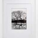 Egofine 11x14 Picture Frame White - Photo Frame Made of Solid Wood Covered by Plexiglass for Table Top Display Pictures 5x7/8x10 with Mat or 11x14 Without Mat