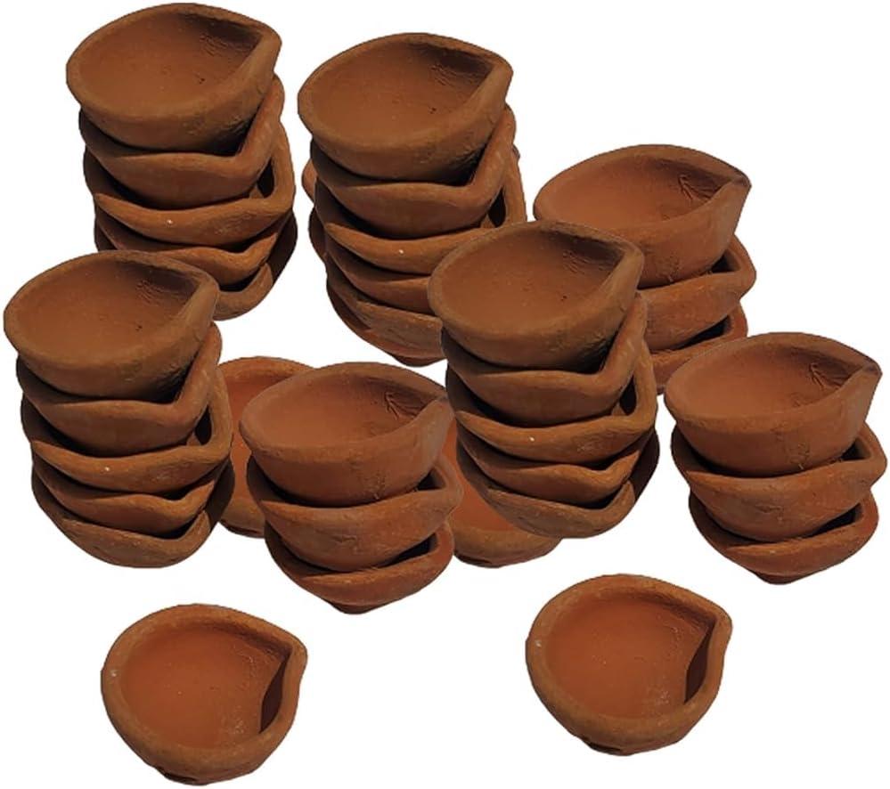 Clay Diya Indian Diya Diwali Diya Deepawali Diya X mas Gift New Year Pack of 21 Brown Color