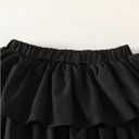 Girl's 2 Piece Preppy Summer Outfits Ruffle Bowknot Button Down Blouse and Layered Skirt Clothing Set, 10y