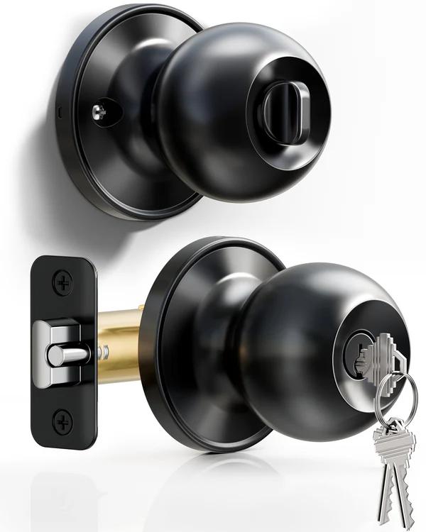 2 Pack Veise K01 Keyed Entry Door Knob with Lock & Key