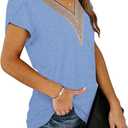 Cap Sleeve Summer Tops for Women Trendy Floral Print Casual V Neck T Shirts Petal Sleeve Blouses (L)