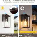 Oil Rubbed Bronze Dusk to Dawn Outdoor Wall Light Fixtures, 2 Pack Waterproof Front Porch Lights Exterior Wall Mount Sconce Outside Lighting with Glass for Garage Porch House, OS-JJ249-OB-2PK, 2-Pack, Medium