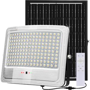 6000W Solar Flood Lights Outdoor , Solar Powered Outside Street Light Dusk to Dawn Waterproof Security Commercial Lighting with 16.4ft Cables and Motion Sensor for Yard,Garage,Swimming Pool,Pathway