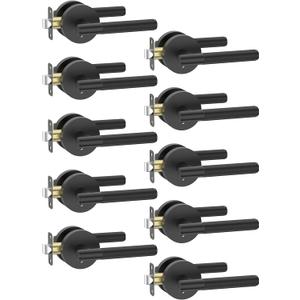Asidrama 10 Pack Privacy Matte Black Door Handles, Door Lever with Door Knobs Indoor for Bedroom or Bathroom, Heavy Duty Black Door Handles Interior with Locks for Left Right Sided Doors