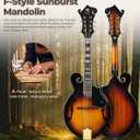 Vangoa F-Style Mandolins Instrument 29-Fret, 8 String Acoustic Mandolin With Protective Plate, for Beginner Adults, Sunburst