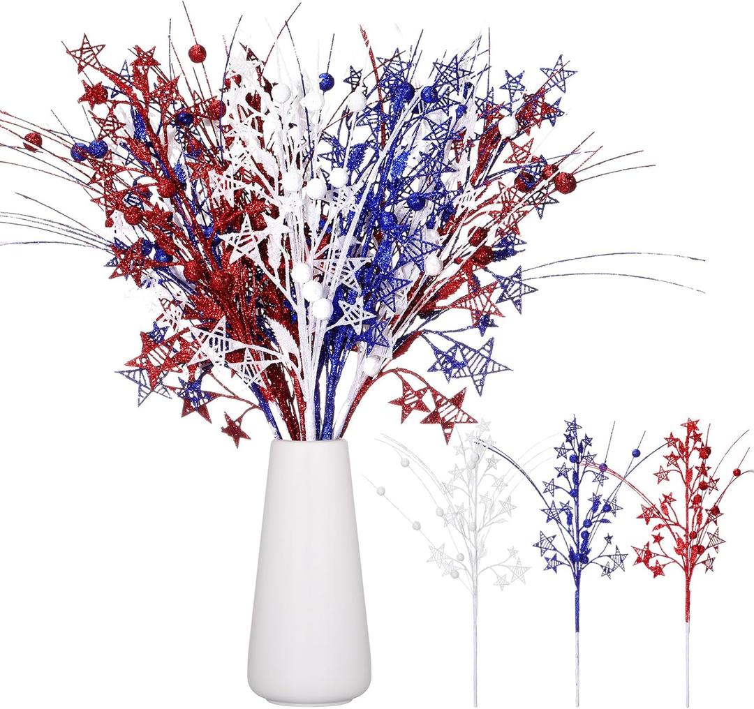 12 Pcs Artificial Christmas Berry Stem Picks Star Picks Faux Floral Berry Spray Branches Christmas Table Centerpiece Home Office Vase Filler Decoration (Red,White,Blue) 12 Pcs Artificial Christmas Berry Stem Picks Star Picks Faux Floral Berry Spray Branches Christmas Table Centerpiece Home Office Vase Filler Decoration (Red,White,Blue)