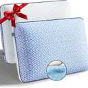 Gel Memory Foam Pillows Standard Size Set of 2, Medium Firm Orthopedic Pillow for Neck, Shoulder Pain Relief, Cooling Support for Side, Back, Stomach Sleepers, Breathable Washable Cover (White)