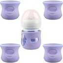 4 Pack Silicone Sleeves for Avent Natural Glass Baby Bottles, Anti Breakage Baby Bottle Holder, Compatible with Philips Avent Glass Natural Baby Bottle, BPA Free (Purple, 4 OZ)