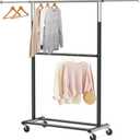 Simple Houseware Double Rod Garment Rack, Black