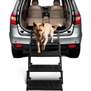 Dog Stairs for Cars and SUV Large Dog Stairs, Portable Pet Stairs for High Beds, Trucks, Foldable Lightweight 4 Stage Dog Ramp with Non-Slip Surface