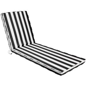 Iheqard Chaise Lounge Cushions Outdoor, 71"x22"x3" Patio Lounge Chair Furniture Cushions with Washable Covers for Pool, Patio, Lawn (Black+White Stripes, 1 Pcs)