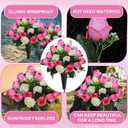 Lodou Set of 2 Artificial Cemetery Flowers, Memorial Flowers Bouquet,Grave Memorial Flowers with Vase for Cemetery Headstones Decoration (Pink White)